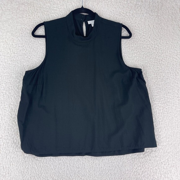 J. Jill‎ Solid Black Mock Neck Tank Top Womens Sleeveless Rayon Size L Petite - Picture 1 of 11